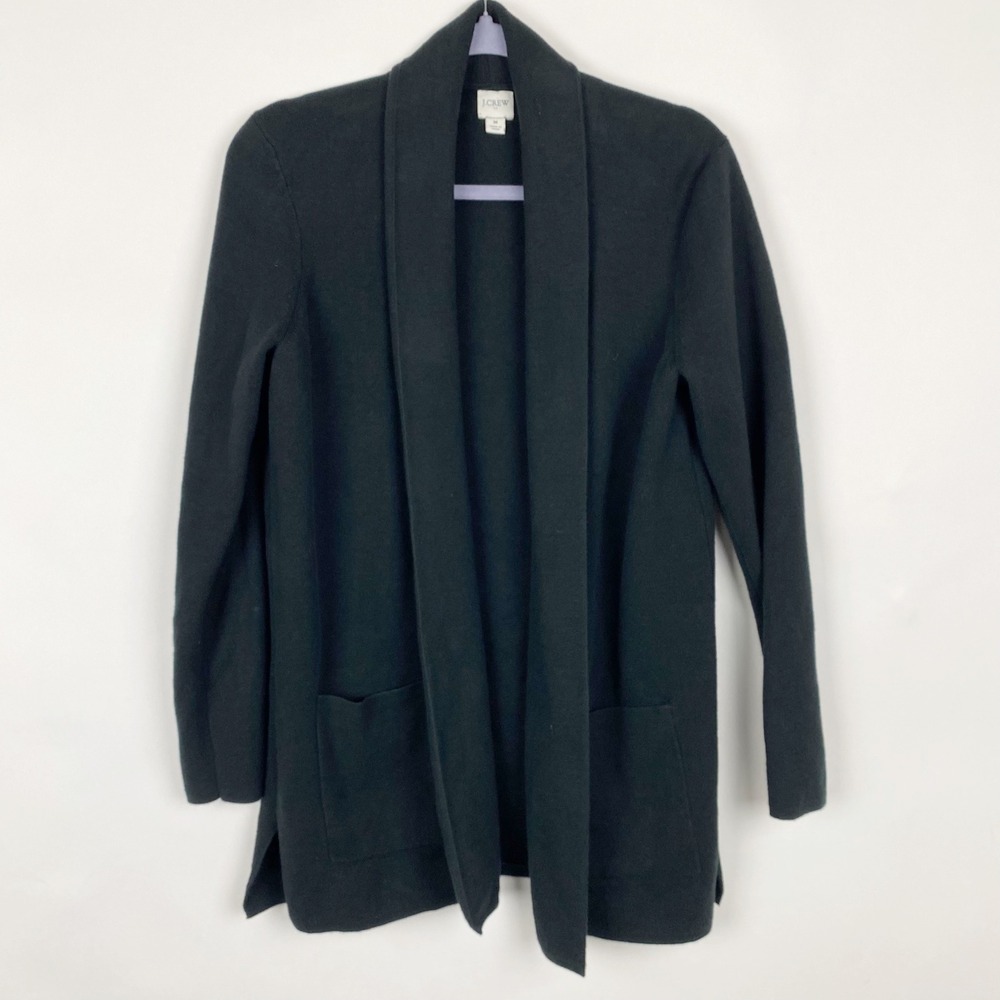 J.Crew Black Cotton Chelsea Sweater Blazer Shawl Collar Cardigan Womens Medium